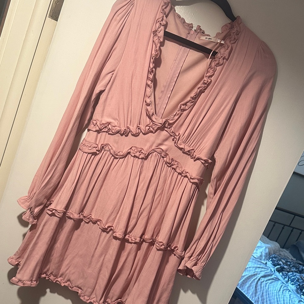Francesca's Collections Blush Ruffle Mini Dress